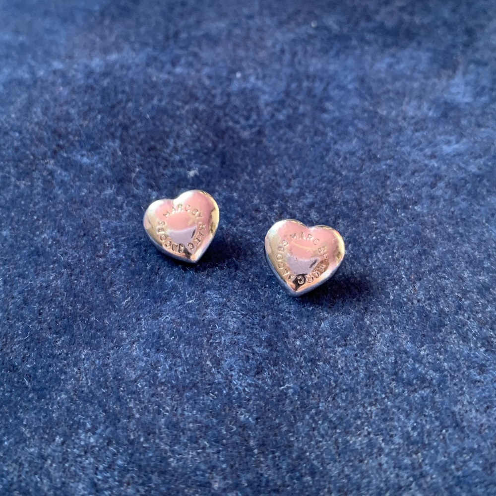 Sterling Silver Marc Jacobs Heart Logo Earrings